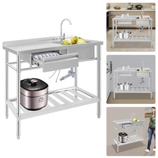 Stainless Steel Sink Commercial Sink Unit Free Standing Kitchen Sink Single Bowl