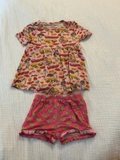 Posh Peanut Toddler Girl Shirt Shorts Set Barbie Pink Bamboo Cute 4T