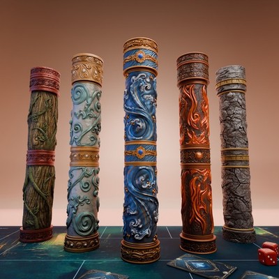 Elemental Fantasy Spielmatten Aufbewahrungsrolle   3D gedruckte Matte Tube TCG