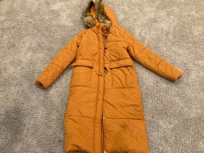 ASOS DESIGN longline puffer jacket with detachable hood in Yellow Size M