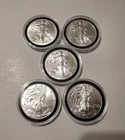 (2) 2014 AND (3) 2017 American Silver Eagle 1 OZ .999 FINE SILVER (5 coin total)