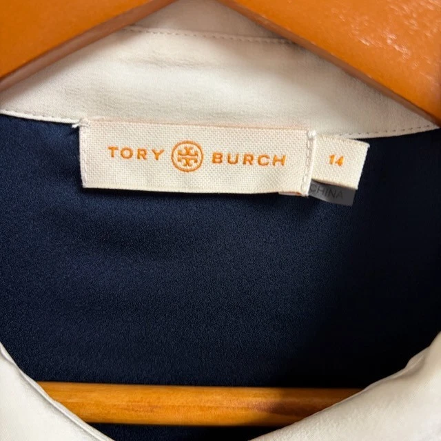 Платье Tory Burch Cora классическое в горошек размер 14 шелковое с волнистой пуговицей Kate Middleton - Изображение 4 из 4