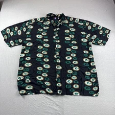 Vintage Green Bay Packers Ralph Marlin Team NFL Shirt Mens L Hawaiian Aloha READ