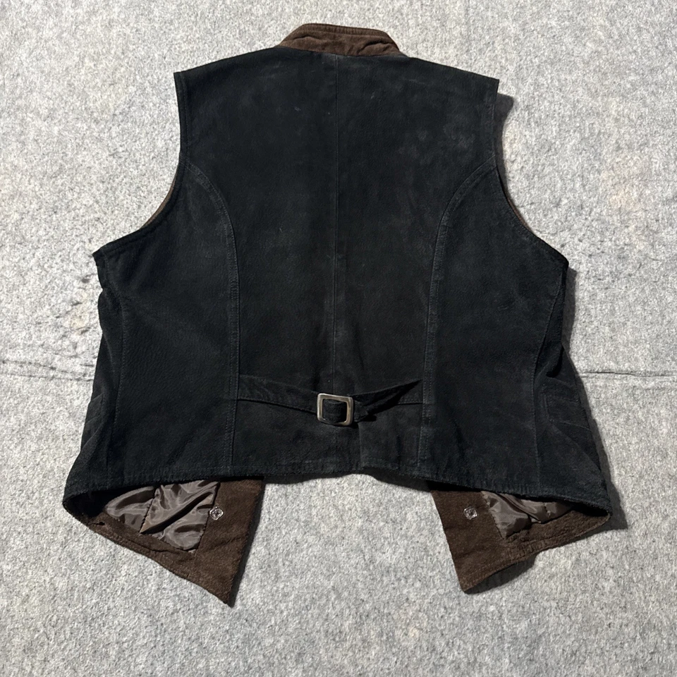 Vintage Cripple Creek Suede Concho Vest Womens L Black Brown Western Leather - Image 4 of 4