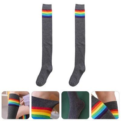 1 Pair Women Socks Long Socks Striped Winter Stockings Leg Warmers Long Socks - Image 1 of 4