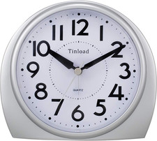 5.5" Large Analog Alarm Clock Silent Non Ticking, Gentle Wake, Beep Sounds, Incr