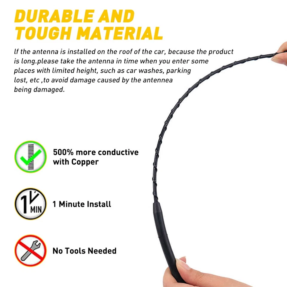 Mástil de antena de señal AM de radio FM de coche de 16" universal para Jeep Ford Dodge Toyota Foto 4 de 4