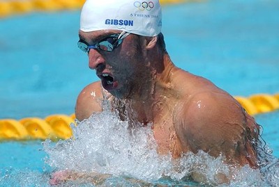 James Gibson of Great Britain competes in the men's swimming 100 m- Old Photo