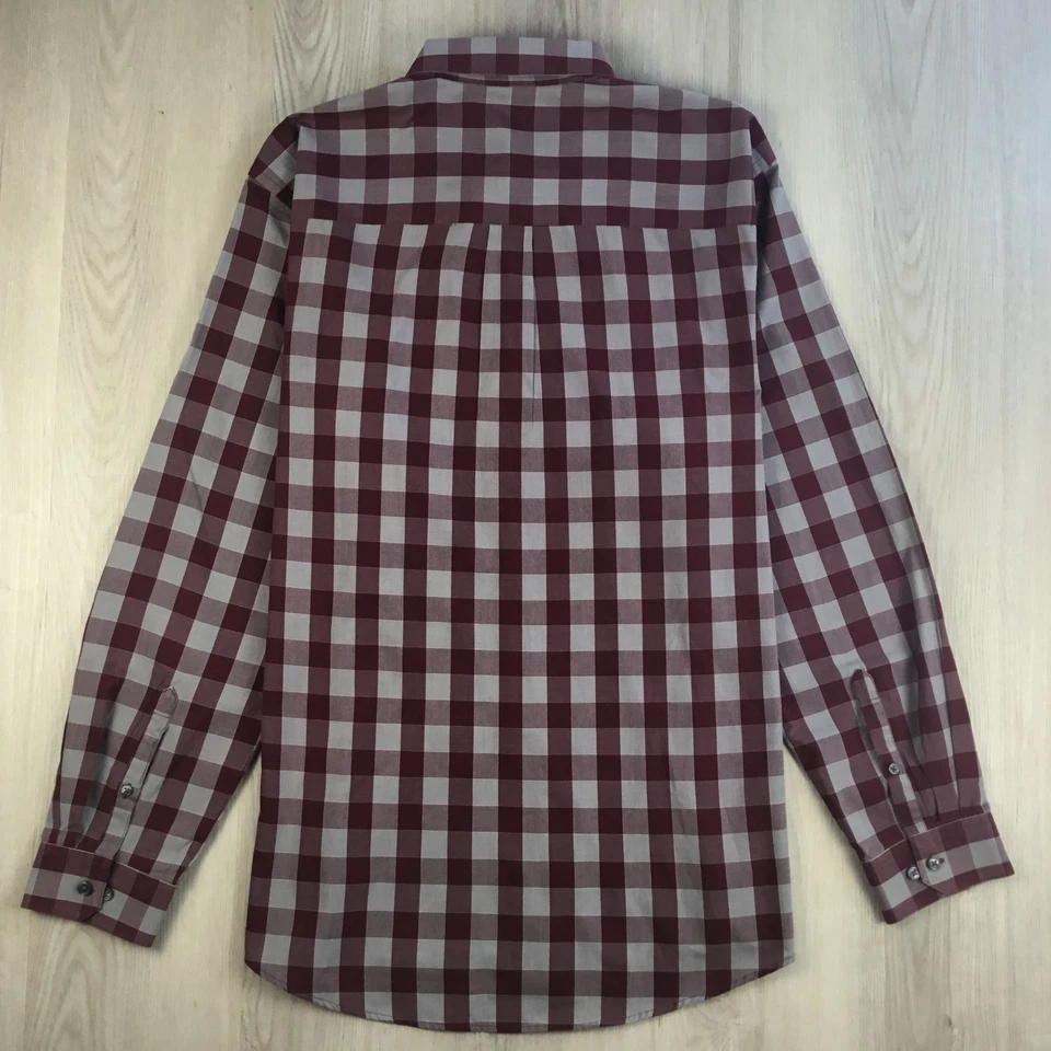 Van Heusen Mens Shirt XL Red Gray Check Classic Fit Long Sleeve Dress Utility - Image 4 of 4