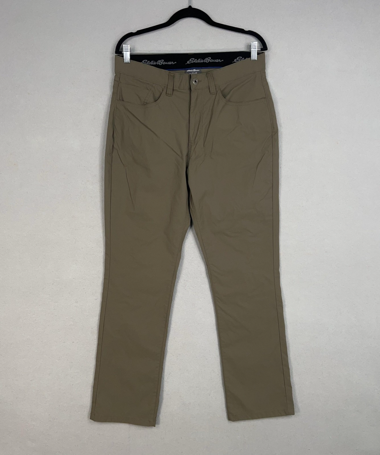 Eddie Bauer Pants Mens 34x32 Green Straight Fit Stretch Hiking Outdoor Casual