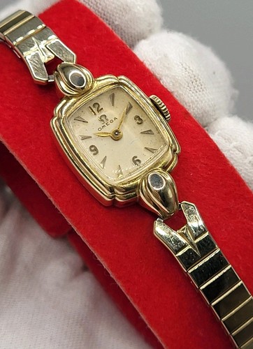 SWISS [N. MINT] 16mm OMEGA Gold Plated  17 JEWELS WORKING WIND UP WATCH Vintage 