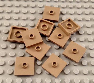 LEGO Lot of 10 Dark Tan 2x2 Tiles with Center Stud