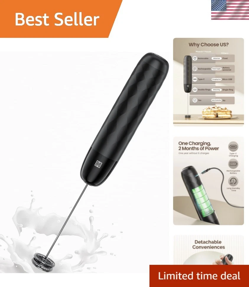 Rechargeable Milk Frother, LunaFro Mini Handheld Electric Foam Maker Detachab...