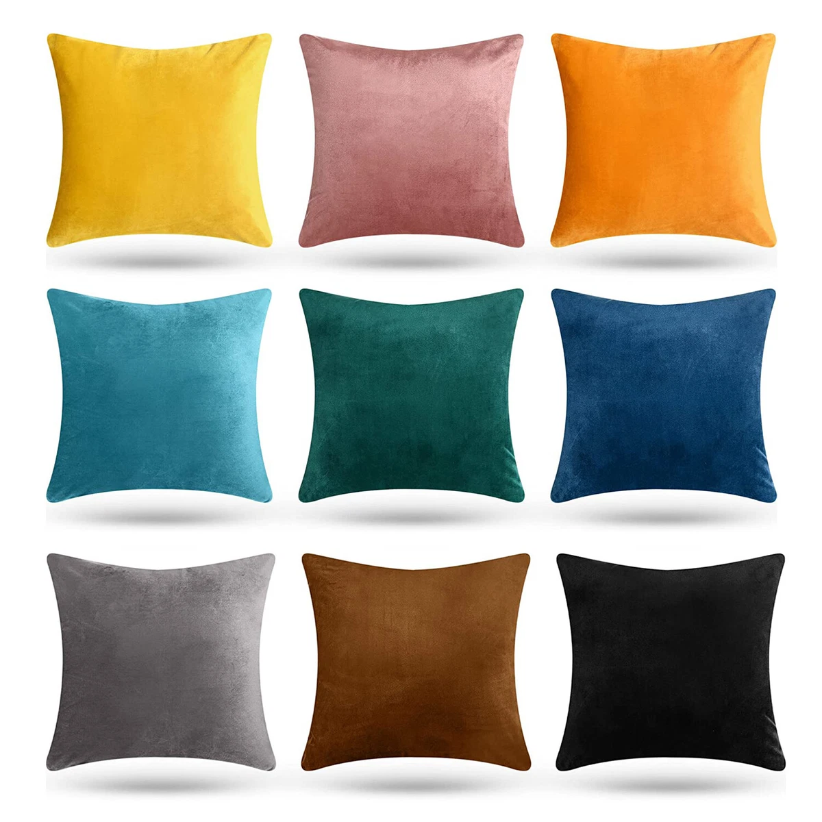 2Pcs Plush Velvet Cushion Covers Plain Pillow Case Home Sofa Decor