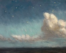 Vintage Starry Night Sky Painting Giclee Print on Fine Art Paper