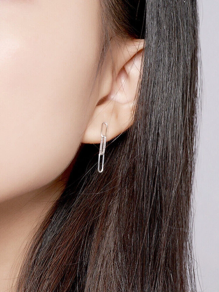 Pendientes cuadrados de la suerte de platino puro Pt950 950 para mujer 0,8-0,9 g Foto 4 de 4