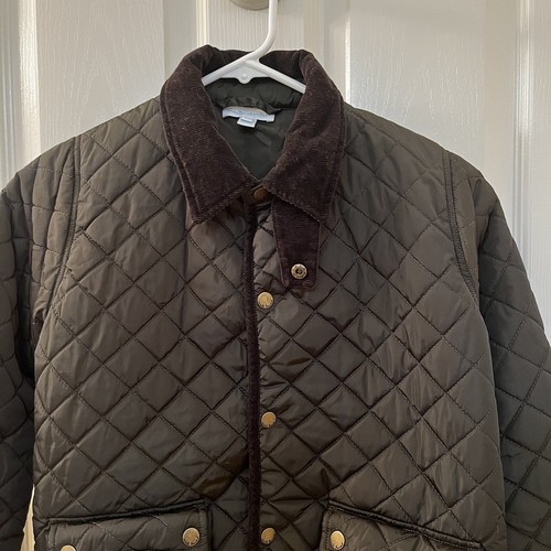 Marie Chantal Quilted Country Jacket Corduroy Trim Green Girls Size 12 - Picture 2 of 17