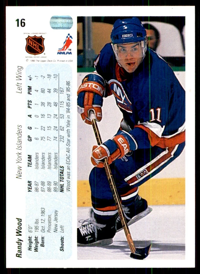 1990-91 Upper Deck Randy Wood Hockey Cards #16 - Image 2 of 2