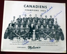 Near Complete Molson Hockey Photo Set 1953 - 1965 Canadiens Multiple Autographs 