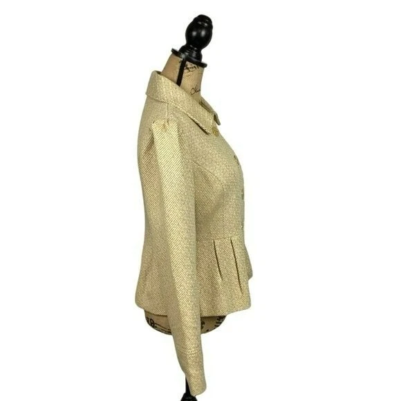 Tabitha Wool Blend Herringbone Blazer Gold Womens 8 Foto 3 de 4