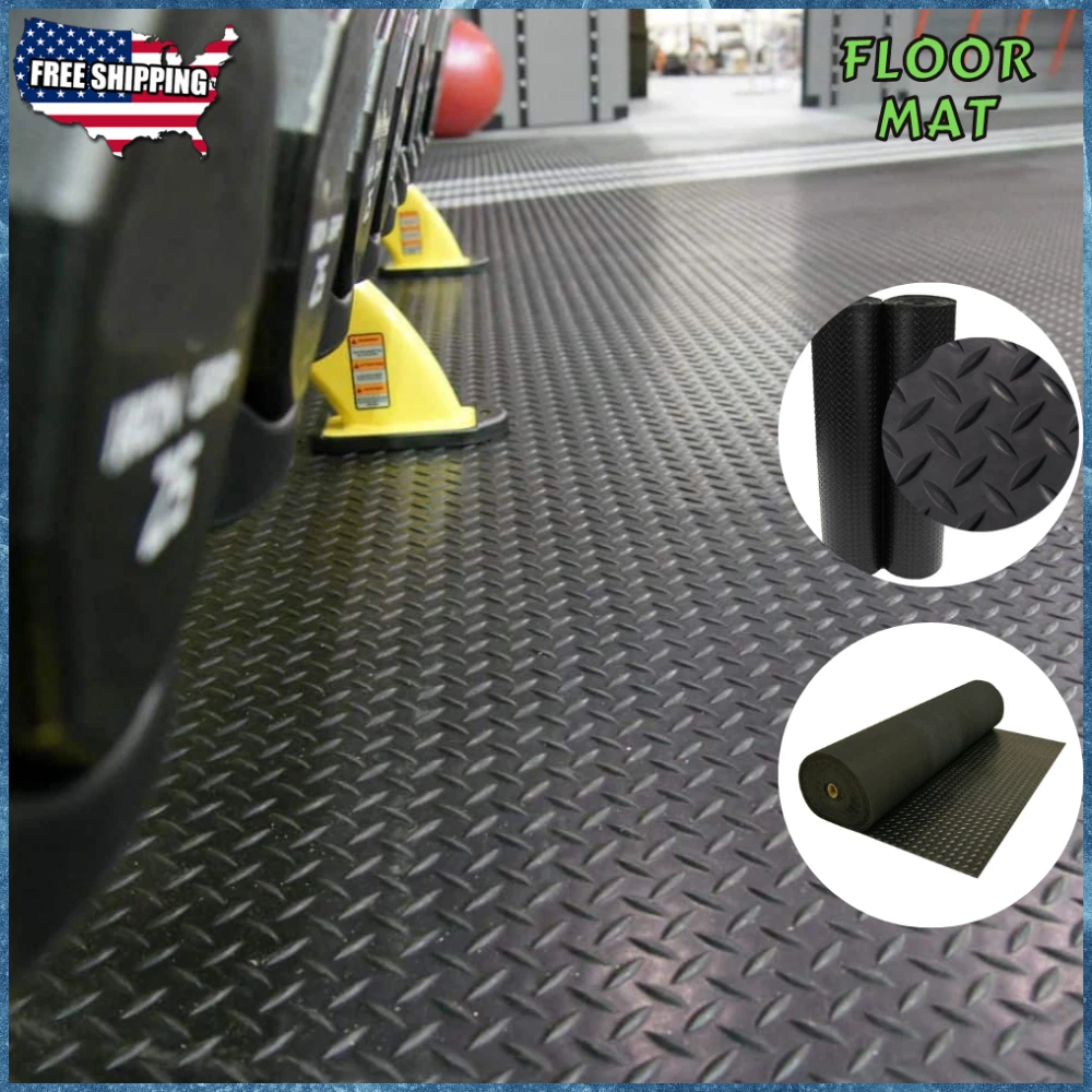 Home Gym Floor Mat Diamond Plate Rubber Roll Garage Golf Cart Truck Bed  Flooring