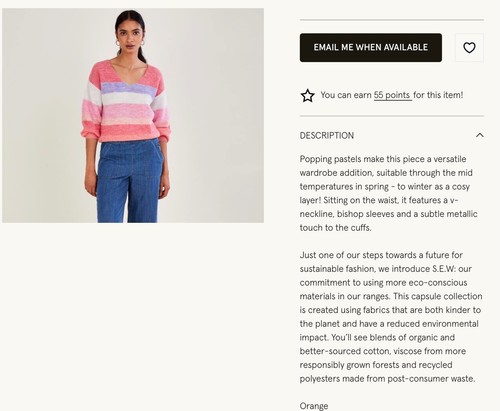 Monsoon Peach Pink Stripe V Neck Jumper 10% Wool Small New - Picture 7 of 10
