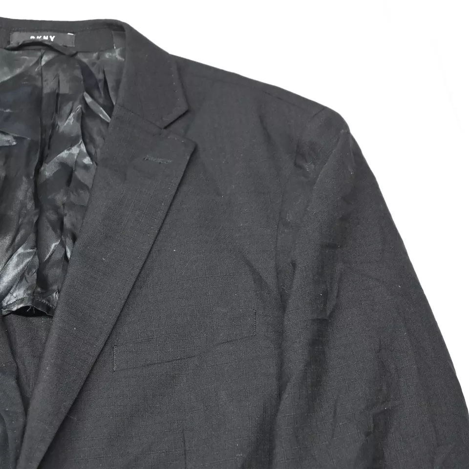 DKNY 44R Black Check 100% Wool Mens Blazer Suit Jacket Sport Coat - Image 2 of 4