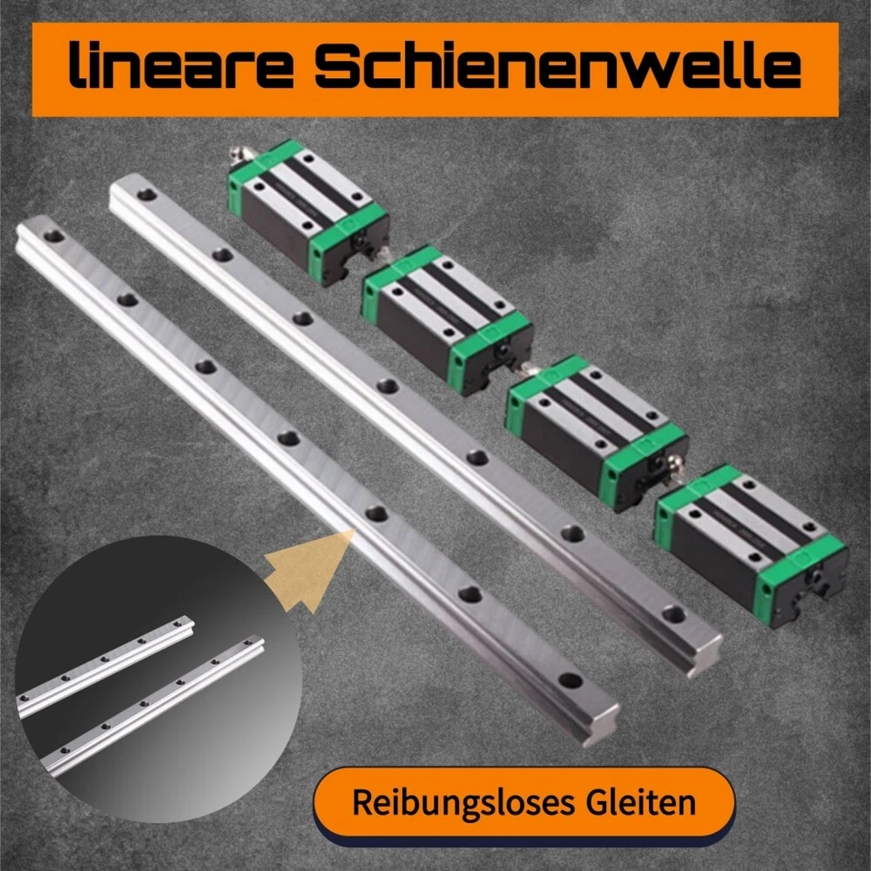 2x HGR20 Linearführung Gleitschiene Rail 200-2000mm+ 4x HGH20CA Gleitblocks CNC - Bild 4 von 4