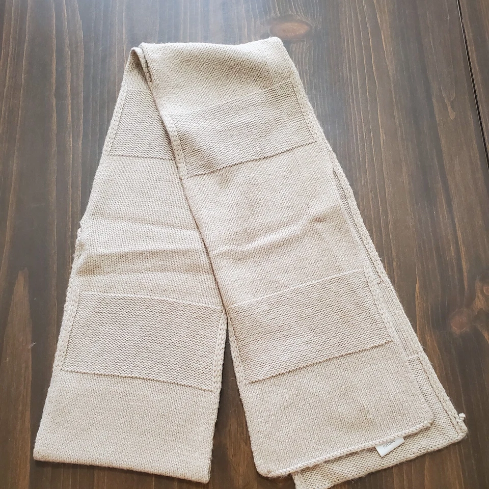 Fossil Scarf Beige Knit 6x78" Soft Warm Wool Blend Warm Preppy 80s Unisex Retro - Image 4 of 4