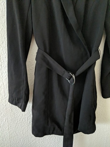 H&M Damen Jumpsuit schwarz Größe 36 mit Gürtel und Schulterpolster - Bild 5 von 8