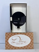 VINTAGE Deluxe Desk Set PLASTIC BALLPOINT-PEN & HOLDER w/ BOX