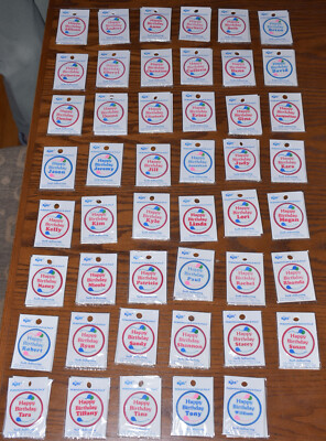 UPICK Vintage Happy Birthday Name Patches 2'' Round - Russ Self-Adhering NEW NOS