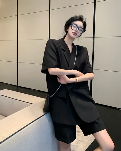 New Hot Women's Summer Suit Fashion Loose Thin Blazer Shorts Two-piece Set - Picture 22 of 28