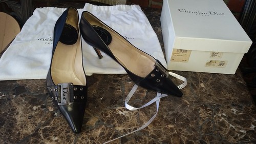 Christian Dior Black Leather Street Pumps Shoes SZ