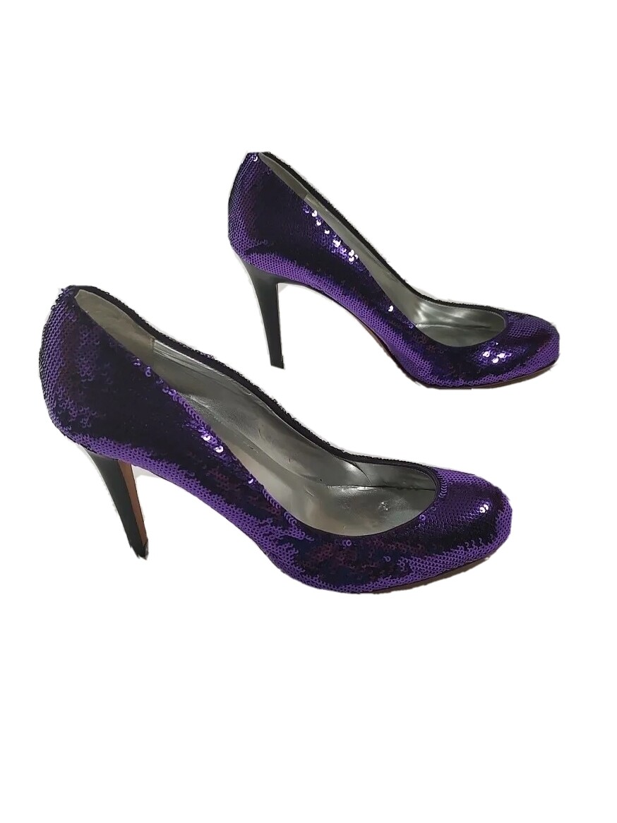 Report Signature Women Size 7 Purple Sequin Pumps Heels High Round Toe |  eBay