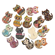 100 Pcs Chrisgmas Cat Buttons for Crafts Snaps Sewing Art Handmade Child