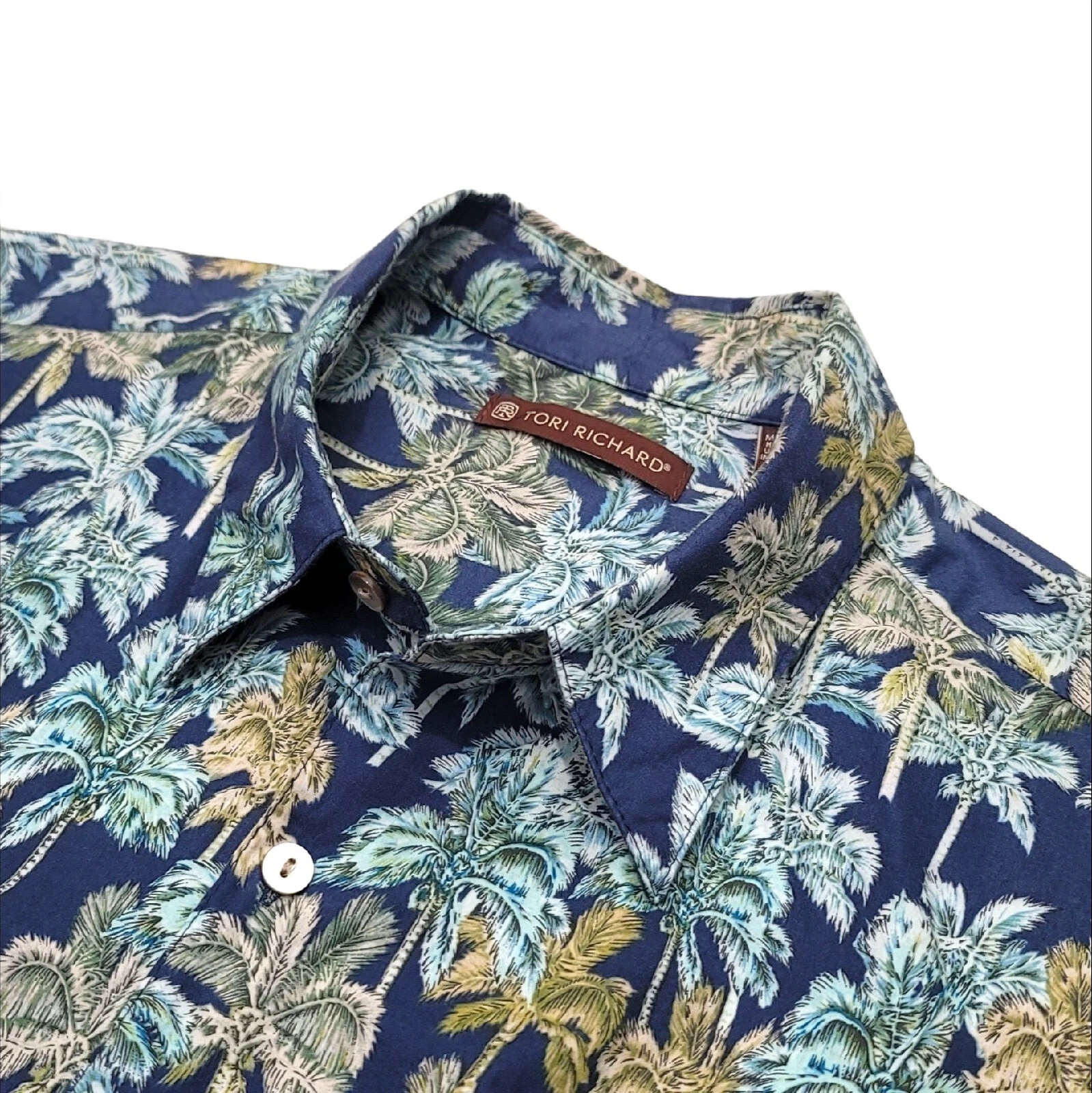 Tori Richard Hawaiian Shirt Large Floral Palm Short Sleeve 100% Cotton Lawn
