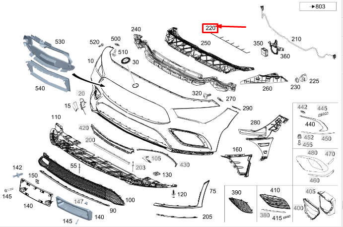 Neu Verkabelung des vorderen Parksensors für Mercedes-Benz CLA C118 A1185404202