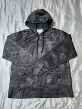 Men's And1 Green Black Camo Print Basketball Combat Pullover Hoodie Size Medium