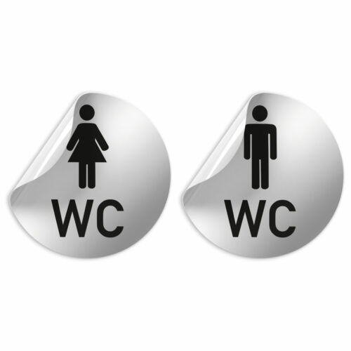 Targa WC 10,5 cm Ø ""Set donna e uomo"" • adesivo WC porta targa bagno - Foto 1 di 3