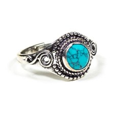 Turquoise Ring Statement Ring 925 Sterling Silver Boho Ring Women Ring Midi Ring
