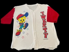 Vintage Looney Tunes Tweety Bird Baseball Jersey Red Sleeves Unisex L-XL
