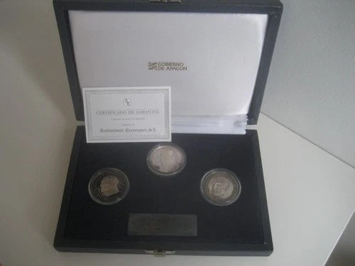 Case 3 Silver Coins. Goya, Ramon Y Cajal, Luis Buñuel. Reverse Shield Aragon