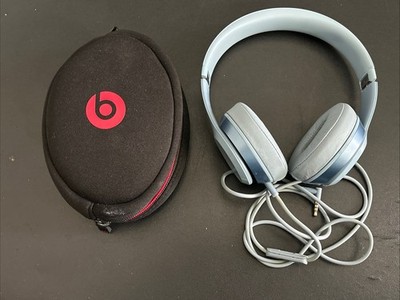 Beats Solo Wired Headphones Over Ear Blue W Cord and cloth case