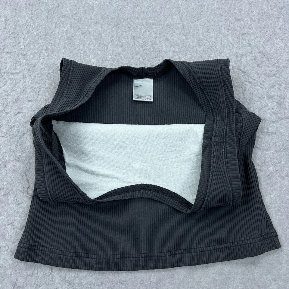 VTG Nike Tank Top Womens Large Black Mini Center Swoosh Ribbed Crop Gorpcore Y2K - Image 4 of 4