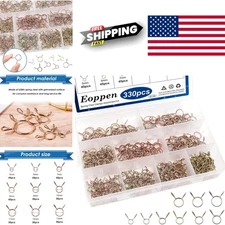 330pcs Spring Hose Clamps Assortment Kit in 9 Sizes for Fuel Water Air Tubing