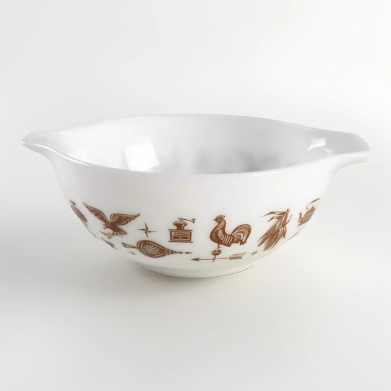 Pyrex Early American Cinderella Mixing Bowl 10 Inch Brown Rooster Vintage
