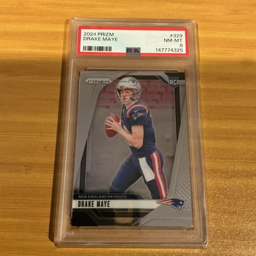 2024 Prizm Drake Maye RC Rookie #329 Patriots PSA 8