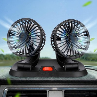 USB Doppel Auto Lüfter 3 Geschwindigkeiten 360° Leise Mini Lüfter für SUV LKW Büro
