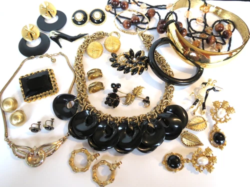 Vtg Jewelry Lot 925 Earrings Antique Alexis Kirk Child's GF Bracelet Trifari Lot